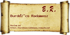 Burdács Radamesz névjegykártya